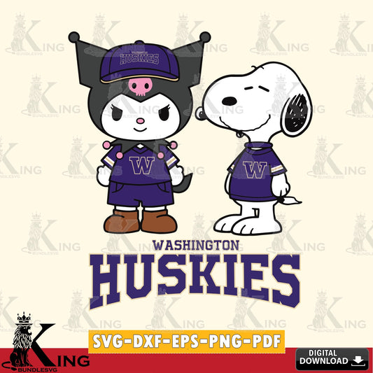Washington Huskies Kuromi Snoopy Football SVG file, Cricut, Cut file  , Digital Download , Instant Download, Sanrio svg, Clipart