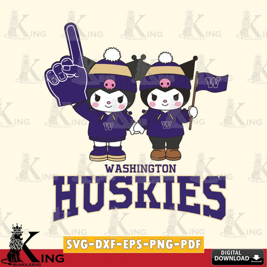 Washington Huskies Kuromi rugby Fan SVG file, Cricut, Cut file  , Digital Download , Instant Download, Sanrio svg, Clipart
