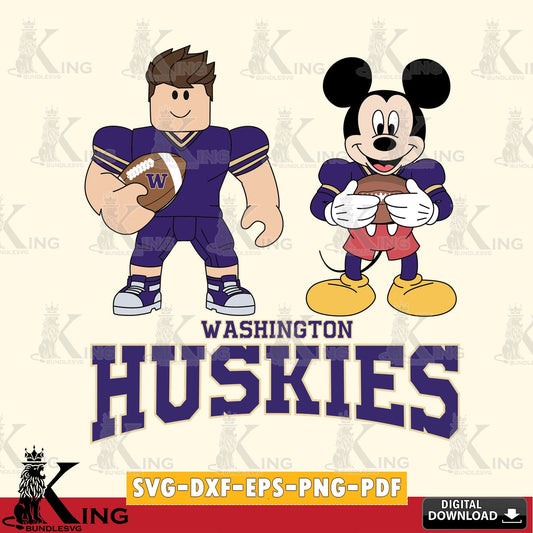Washington Huskies Roblox & Mickey Football SVG file , NCAA Cricut,  File cut , Digital Download , PDF File