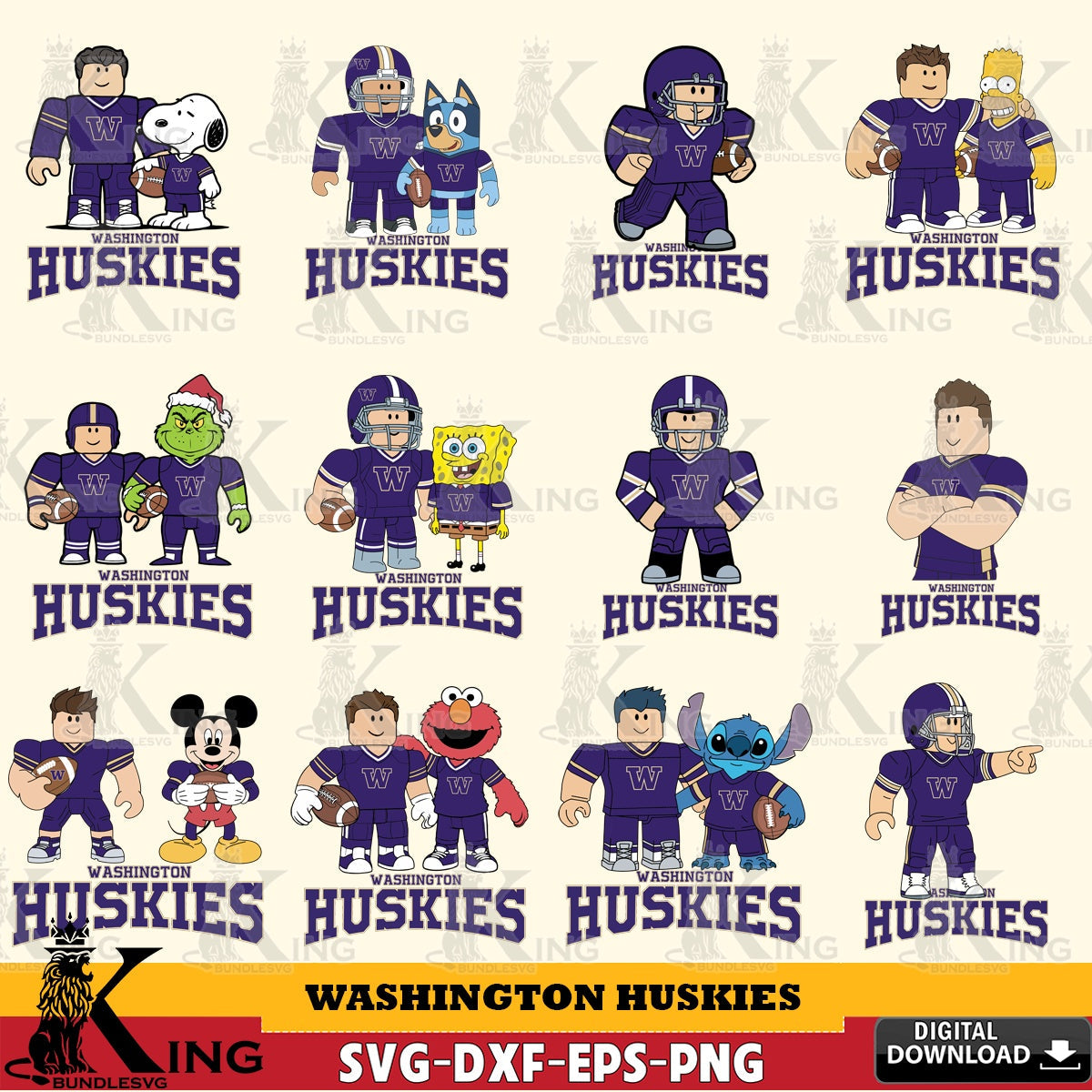Washington Huskies Roblox With Friends football NCAA Bundle SVG file , NCAA Cricut,  File cut , Digital Download , PDF File