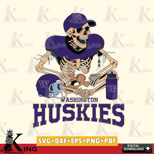 Digital download featuring Washington Huskies skeleton player football, a crafting file for iron-on transfer and vinyl decals