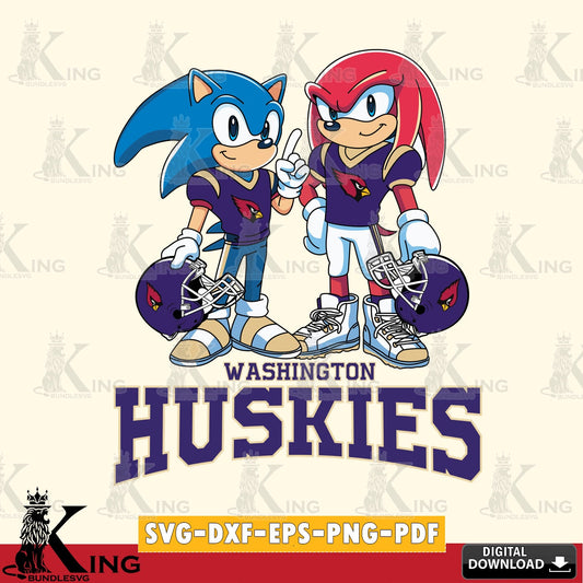 Beautiful illustration of Washington Huskies Sonic And Knuckles Football PNG clipart for sublimation printing and graphic design