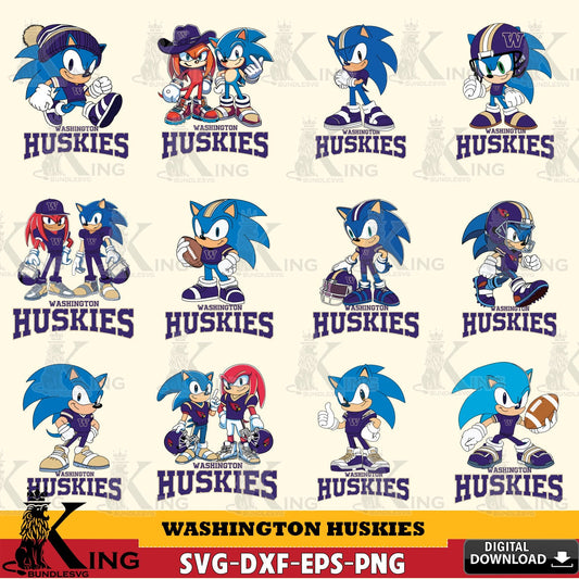 Washington Huskies Sonic & Knuckles NCAA FootballBundle SVG file, Vector , Digital Download , PDF File , Instant Download