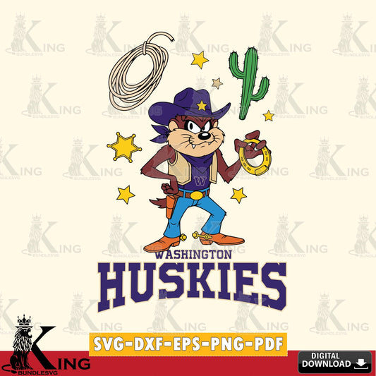 Washington Huskies Taz Cowboy Western SVG file, Cut file  , Digital Download , Instant Download, Taz svg, NCAA svg