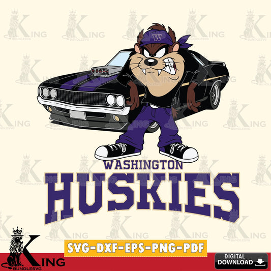 Washington Huskies Taz Racing Car SVG file, Cut file  , Digital Download , Instant Download, Taz svg, NCAA svg