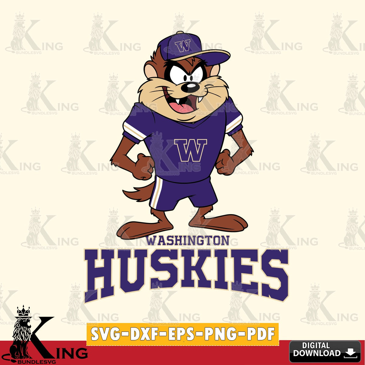 Washington Huskies Taz Standing Pose SVG file, Cut file  , Digital Download , Instant Download, Taz svg, NCAA svg