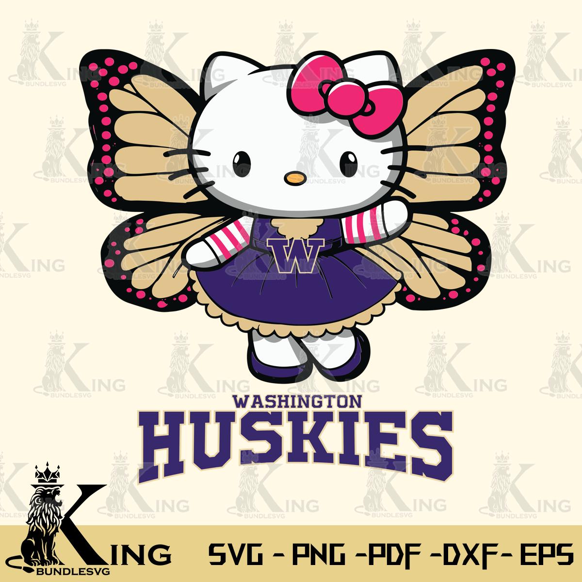 Washington Huskies Whimsical Kitty Wings Svg Eps Dxf Png File, Digital Download