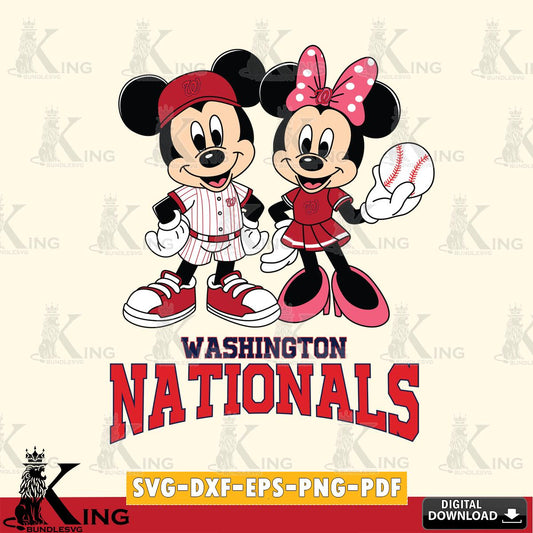 Washington Nationals Baseball Mickey Minnie Mouse SVG File, MLB for Cricut, Silhouette, Digital Download , file cut