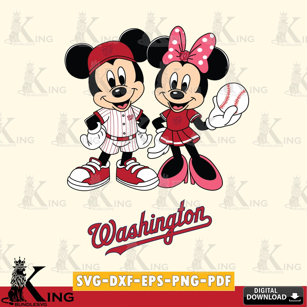 Washington Nationals Baseball Mickey Minnie Mouse SVG file , For Cricut,  File cut , Digital Download , PDF File, Cut Files