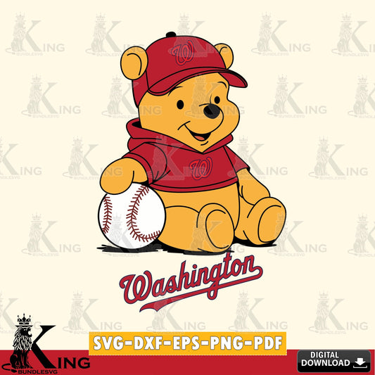 Stylish representation of Washington Nationals Baseball Star Teddy digital clipart compatible with laser engraving and cutting