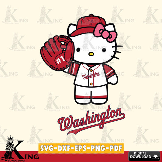 Complete bundle for Washington Nationals Hello Kitty Baseball #1 cut file ideal for vinyl projects and T-shirt printing