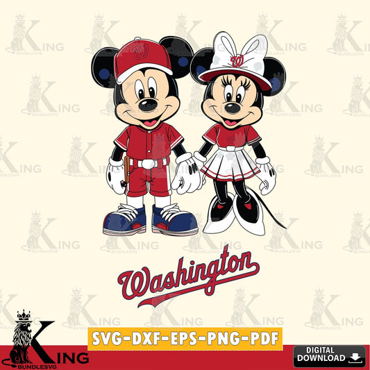 Washington Nationals Mickey Minnie Baseball SVG file , For Cricut,  File cut , Digital Download , PDF File, Cut Files