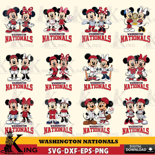 Washington Nationals Mickey Minnie MLB Bundle SVG DXF EPS PNG PDF, MLB for Cricut, Silhouette, Digital Download , file cut