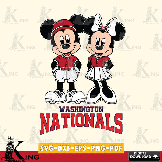Washington Nationals Mickey Minnie Mouse Baseball SVG File, MLB for Cricut, Silhouette, Digital Download , file cut