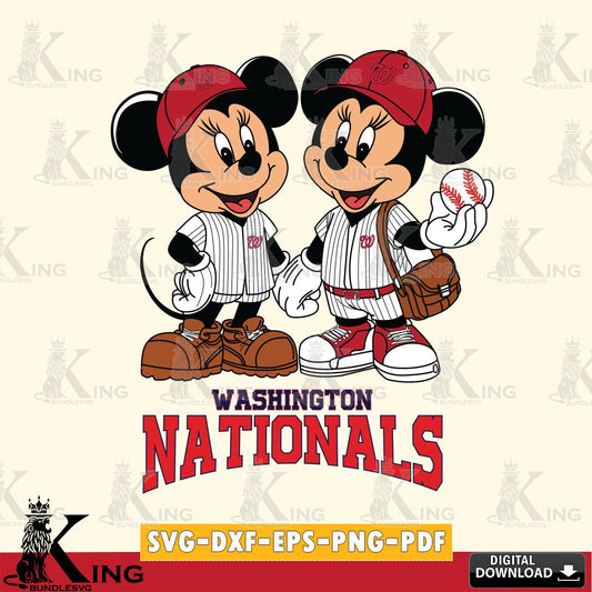 Washington Nationals Mickey Minnie Mouse couple SVG File, MLB for Cricut, Silhouette, Digital Download , file cut