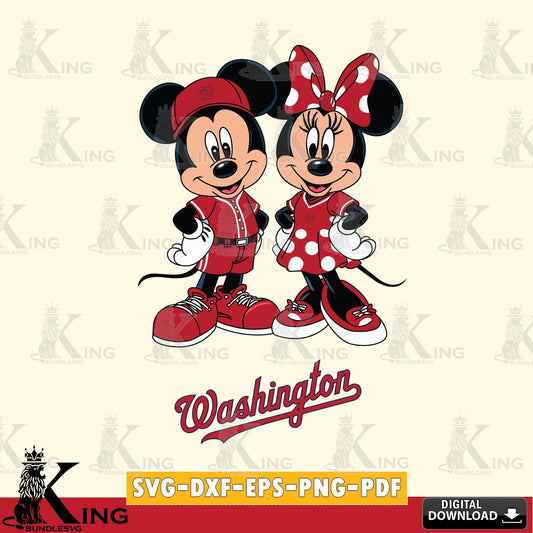 Washington Nationals Mickey Minnie Mouse couple sport SVG file , For Cricut,  File cut , Digital Download , PDF File, Cut Files