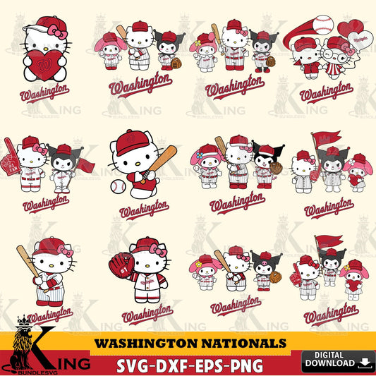 Massive pack of Washington Nationals Sanrio Squad Baseball MLB Bundle cut file ideal for vinyl projects and T-shirt printing
