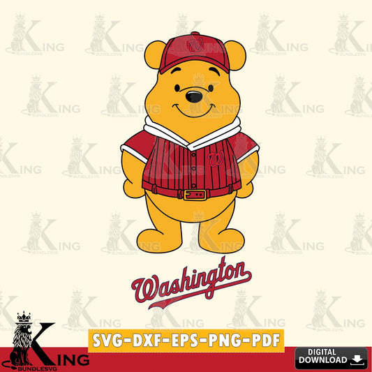 Eye-catching graphic of Washington Nationals Winnie the Pooh Game Day, a digital download for Cricut Maker and paper crafts