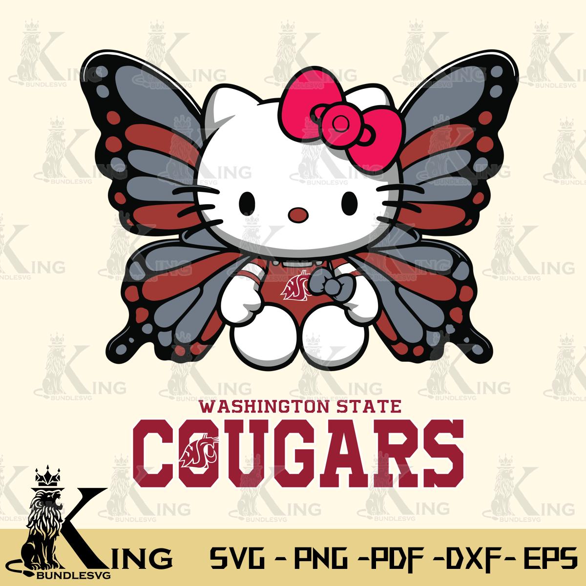 Washington State Cougars Butterfly Kitty Delight Svg Eps Dxf Png File, Digital Download