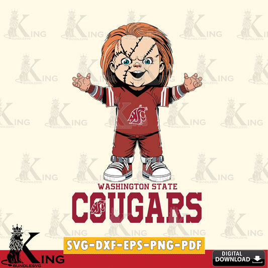 Printable art of Washington State Cougars Chucky Football, a high-quality vector for DIY scrapbooking and home decor