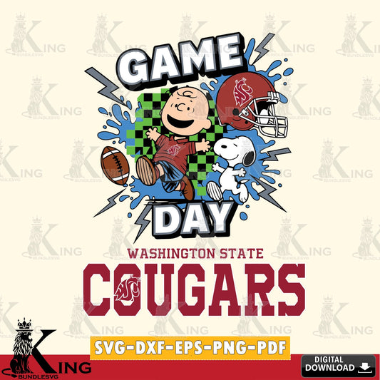 Washington State Cougars Game Day Peanuts SVG, Cricut, Cut file  , Digital Download , Instant Download, Peanuts svg, NCAA svg, Football svg, Sport svg