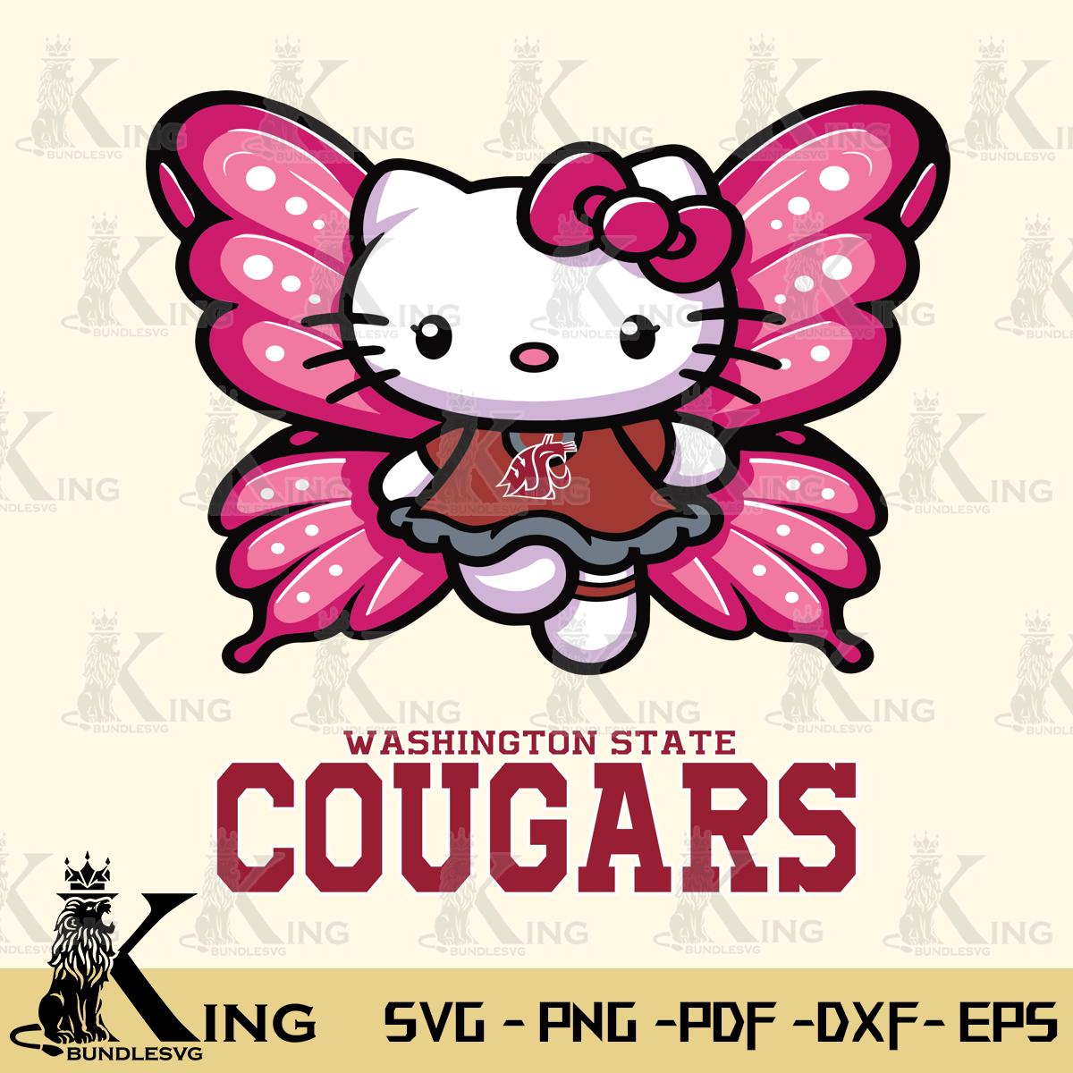 Washington State Cougars Hello Kitty Dreamscape Svg Eps Dxf Png File, Digital Download