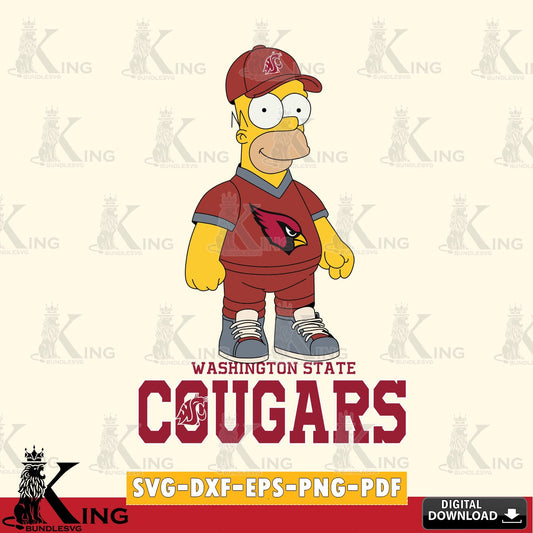 Creative design featuring Washington State Cougars Homer Simpson football vector art for engraving, cutting, and printing.