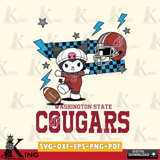 Washington State Cougars Kuromi Game Day SVG file, Cricut, Cut file  , Digital Download , Instant Download, Sanrio svg, Clipart