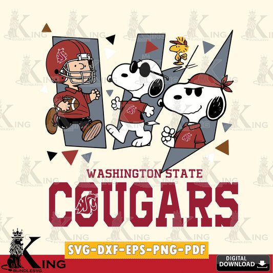 Washington State Cougars Peanuts Joe Cool SVG, Cricut, Cut file  , Digital Download , Instant Download, Peanuts svg, NCAA svg, Football svg, Sport svg