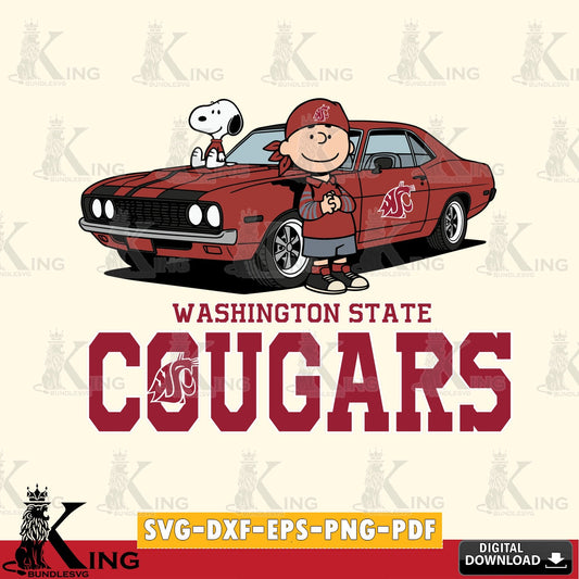 Washington State Cougars Peanuts Muscle Car SVG, Cricut, Cut file  , Digital Download , Instant Download, Peanuts svg, NCAA svg, Football svg, Sport svg