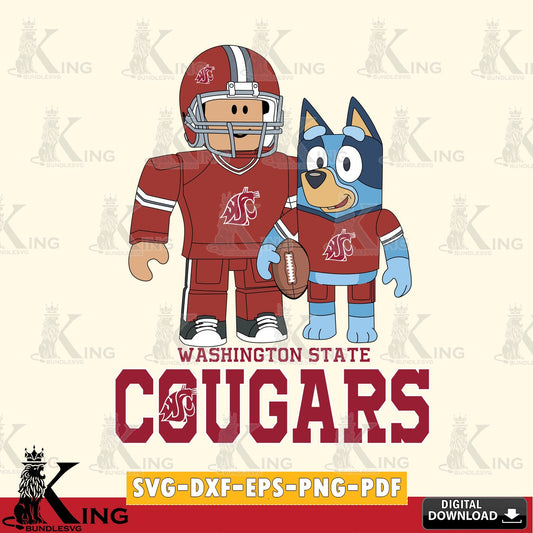 Washington State Cougars Roblox & Bluey Football SVG file , NCAA Cricut,  File cut , Digital Download , PDF File