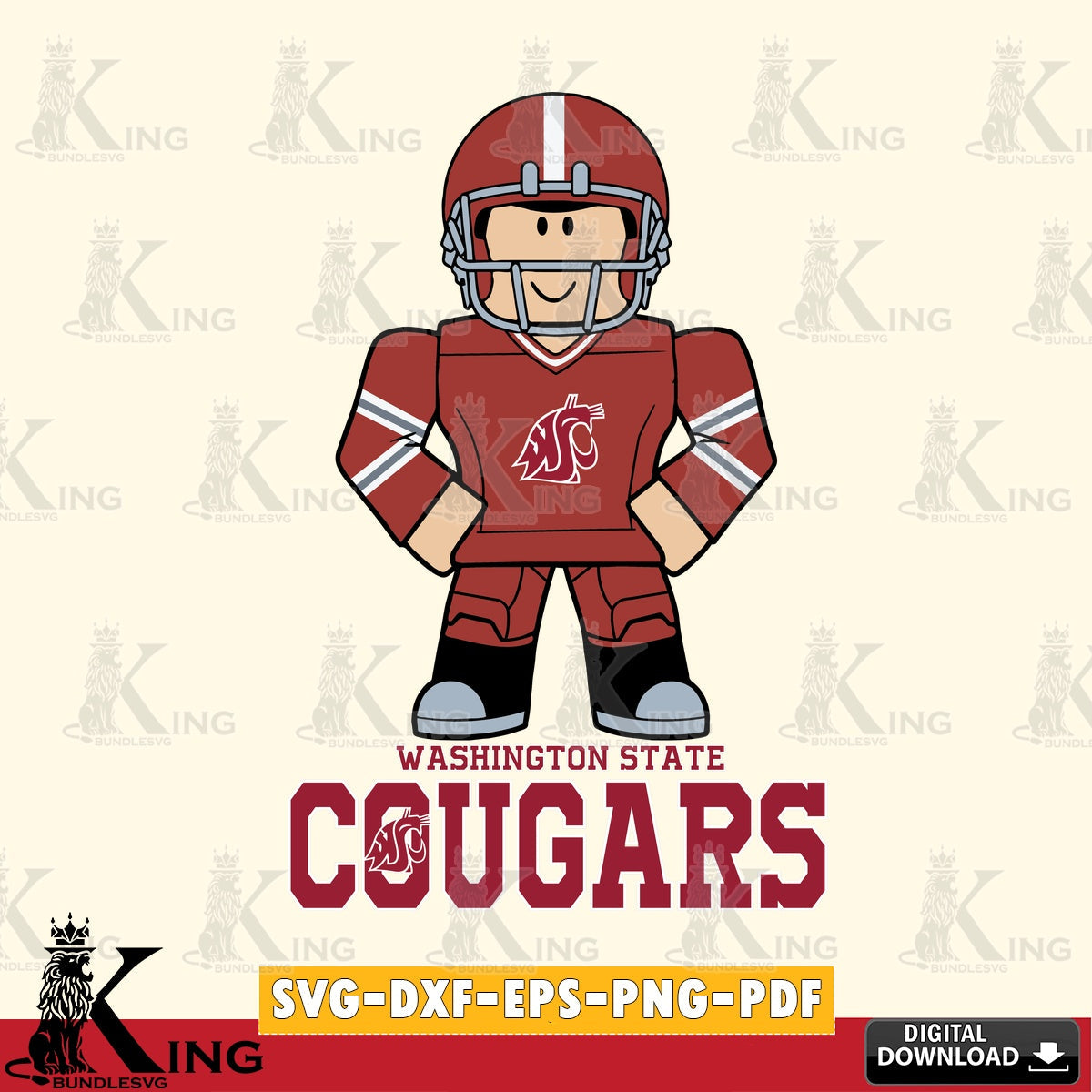 Washington State Cougars Roblox Cool Football SVG file , NCAA Cricut,  File cut , Digital Download , PDF File