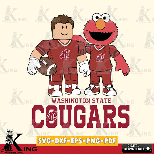 Washington State Cougars Roblox & Elmo Football SVG file , NCAA Cricut,  File cut , Digital Download , PDF File