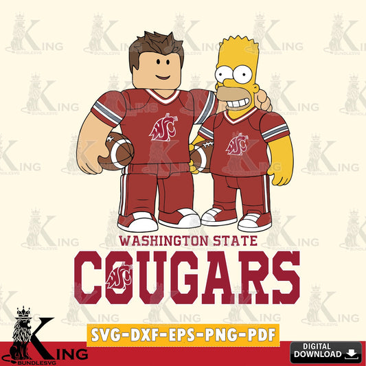 Washington State Cougars Roblox & Homer Simpson Football SVG file , NCAA Cricut,  File cut , Digital Download , PDF File