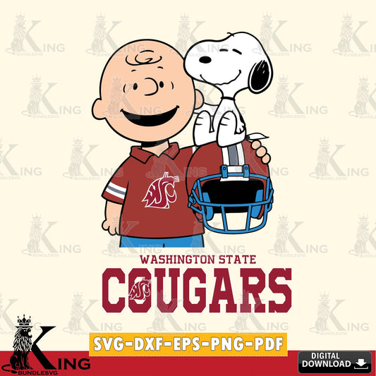 Washington State Cougars Snoopy On Helmet SVG, Cricut, Cut file  , Digital Download , Instant Download, Peanuts svg, NCAA svg, Football svg, Sport svg