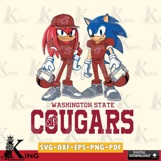 Washington State Cougars Sonic And Knuckles Player Football SVG file, Vector , Digital Download , PDF File , Instant Download