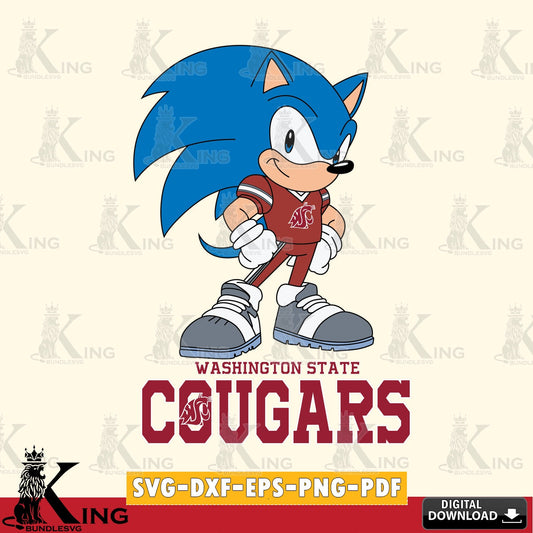 Washington State Cougars Sonic Football Star Mascot SVG file, Vector , Digital Download , PDF File , Instant Download