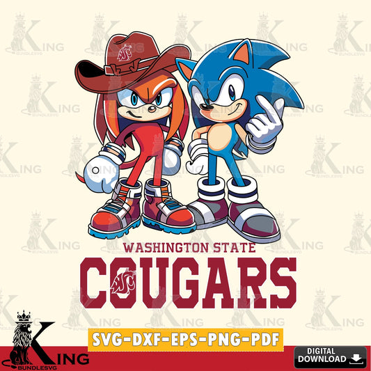 Digital download featuring Washington State Cougars Sonic & Knuckles football mascot digital file for silhouette cameo and cricut