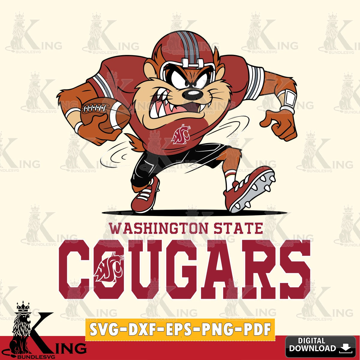 Washington State Cougars Taz Football Helmet SVG file, Cut file  , Digital Download , Instant Download, Taz svg, NCAA svg