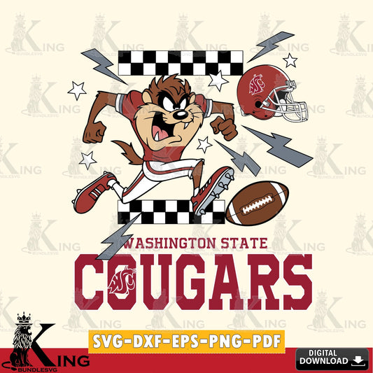 Washington State Cougars Taz Football Lightning SVG file, Cut file  , Digital Download , Instant Download, Taz svg, NCAA svg