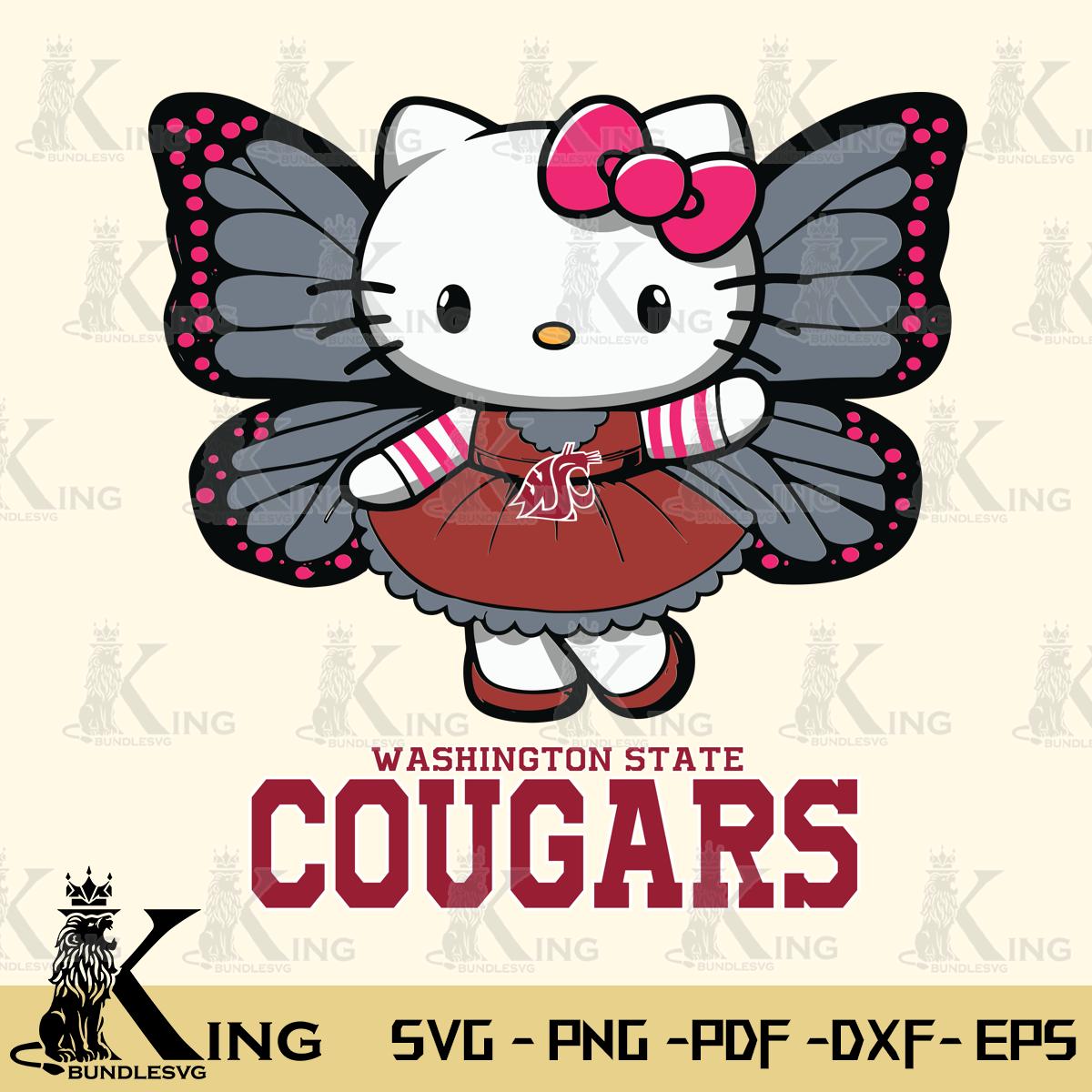 Washington State Cougars Whimsical Kitty Wings Svg Eps Dxf Png File, Digital Download