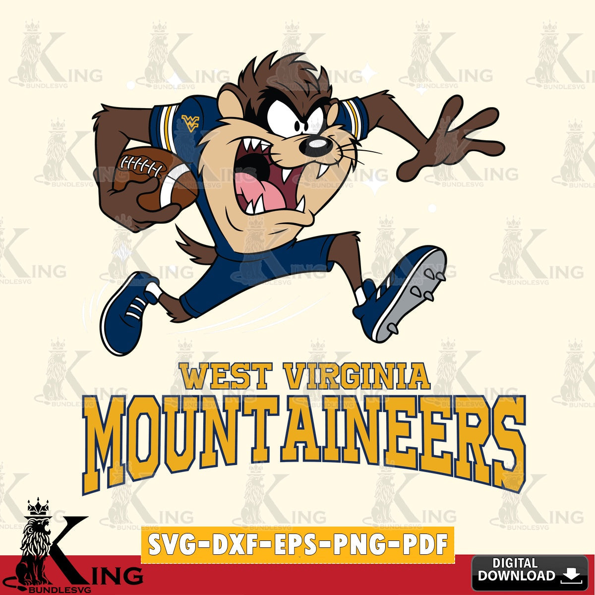 West Virginia Mountaineers Angry Taz Football SVG file, Cut file  , Digital Download , Instant Download, Taz svg, NCAA svg