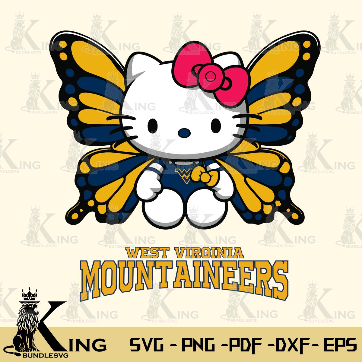 West Virginia Mountaineers Butterfly Kitty Delight Svg Eps Dxf Png File, Digital Download