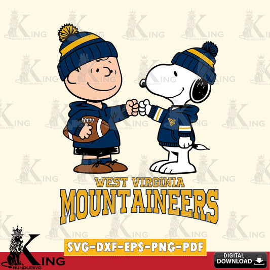 West Virginia Mountaineers CharlieBrown Football Fist Bump SVG, Cricut, Cut file  , Digital Download , Instant Download, Peanuts svg, NCAA svg, Football svg, Sport svg