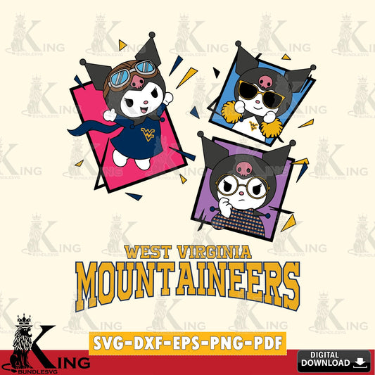 West Virginia Mountaineers Kuromi Action Football SVG file, Cricut, Cut file  , Digital Download , Instant Download, Sanrio svg, Clipart