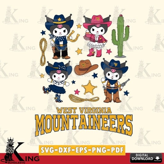 West Virginia Mountaineers Kuromi Cowboy Western SVG file, Cricut, Cut file  , Digital Download , Instant Download, Sanrio svg, Clipart