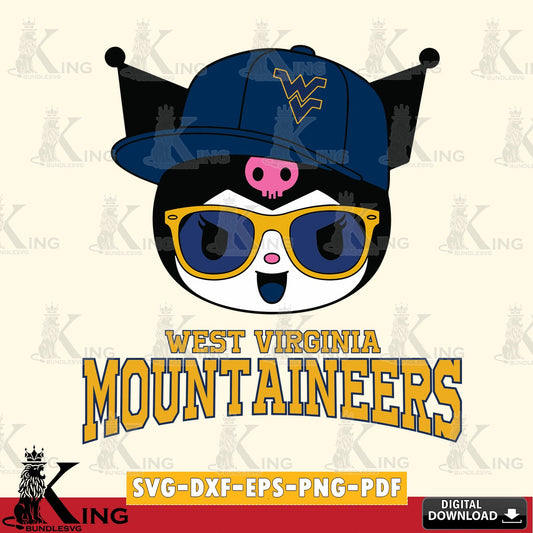 West Virginia Mountaineers Kuromi Football Cool SVG file, Cricut, Cut file  , Digital Download , Instant Download, Sanrio svg, Clipart