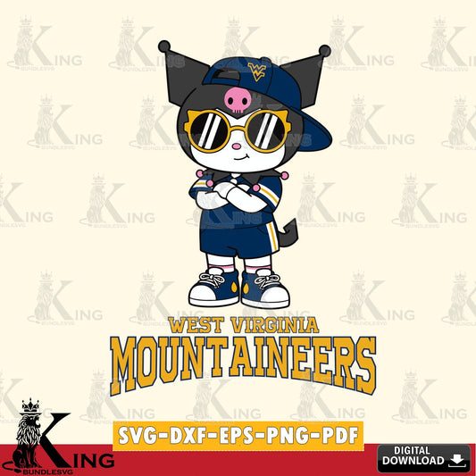 West Virginia Mountaineers Kuromi Football Jersey SVG file, Cricut, Cut file  , Digital Download , Instant Download, Sanrio svg, Clipart