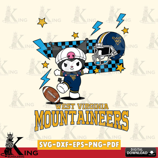 West Virginia Mountaineers Kuromi Game Day SVG file, Cricut, Cut file  , Digital Download , Instant Download, Sanrio svg, Clipart