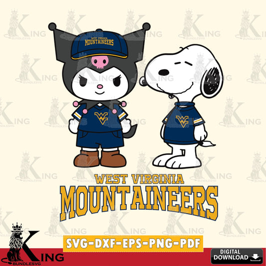 West Virginia Mountaineers Kuromi Snoopy Football SVG file, Cricut, Cut file  , Digital Download , Instant Download, Sanrio svg, Clipart